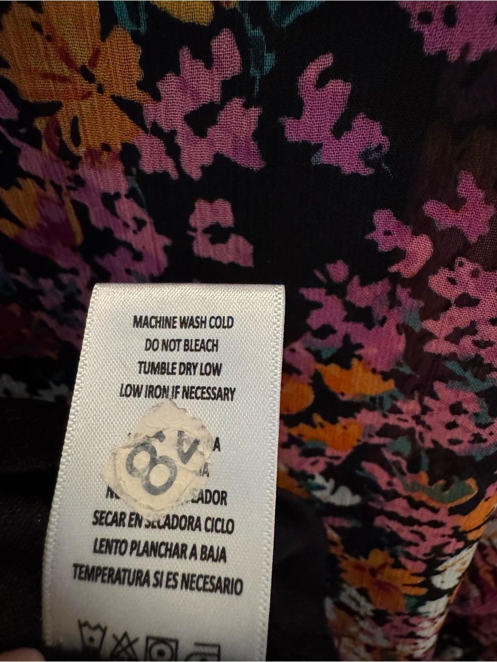 Vince Camuto Black Floral Print Dress with Pink & Orange Accents - Picture 7 of 9